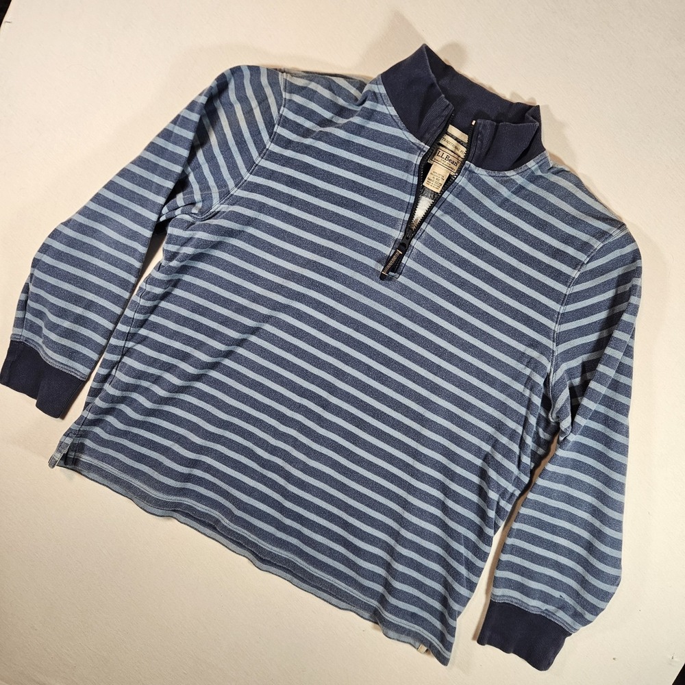 LL Bean Pullover Quarter Zip Mens XL Traditional Fit Striped Y2K Preppy‎